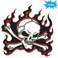 5in x 5in Red Flame Skull Bumper Sticker Car Vinyl Truck Window