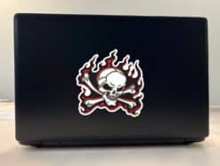 5in x 5in Red Flame Skull Bumper Sticker Car Vinyl Truck Window
