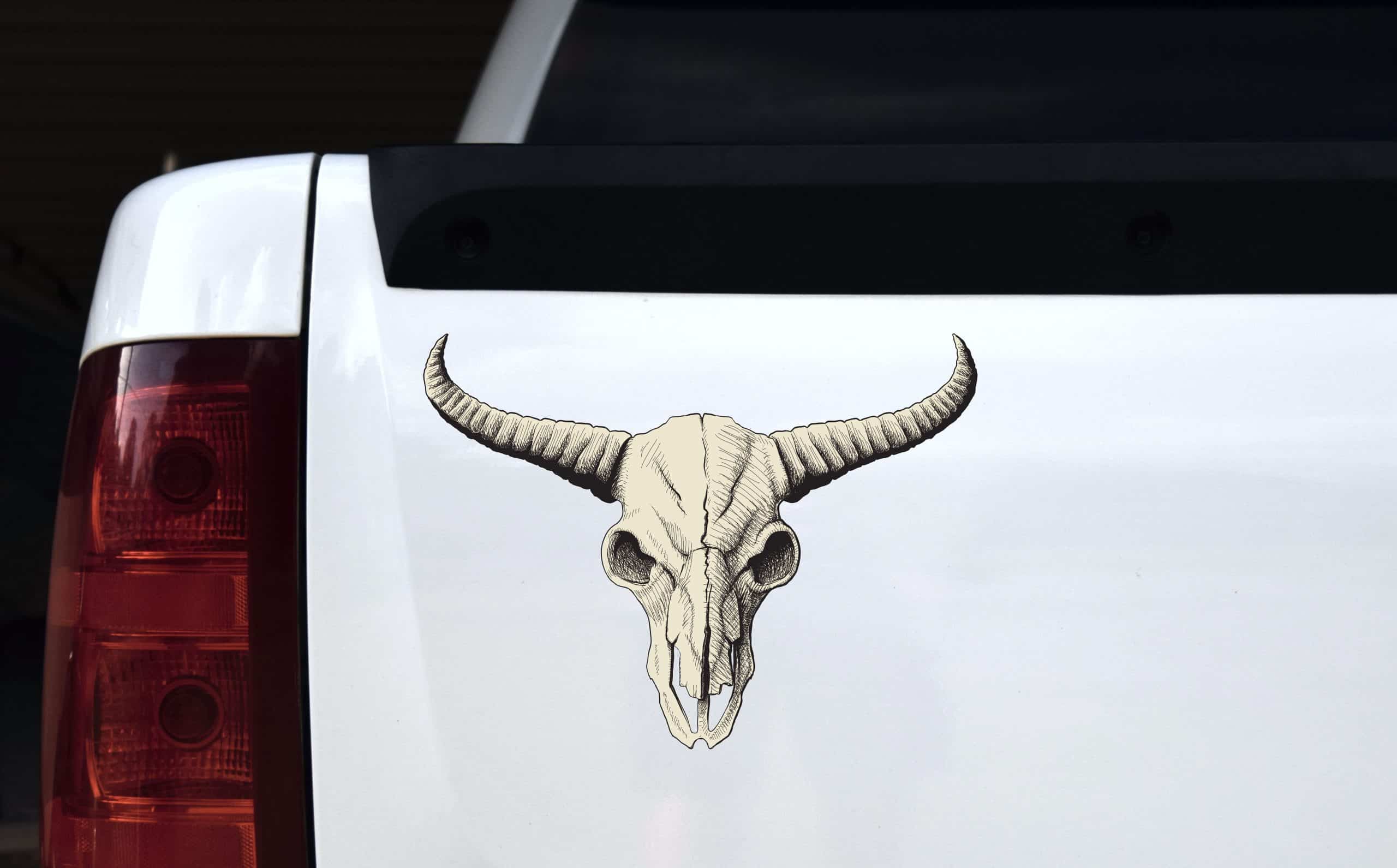 12in x 9in Buffalo Skull Bumper Sticker Car Vinyl Truck Window Stickers - Image 4