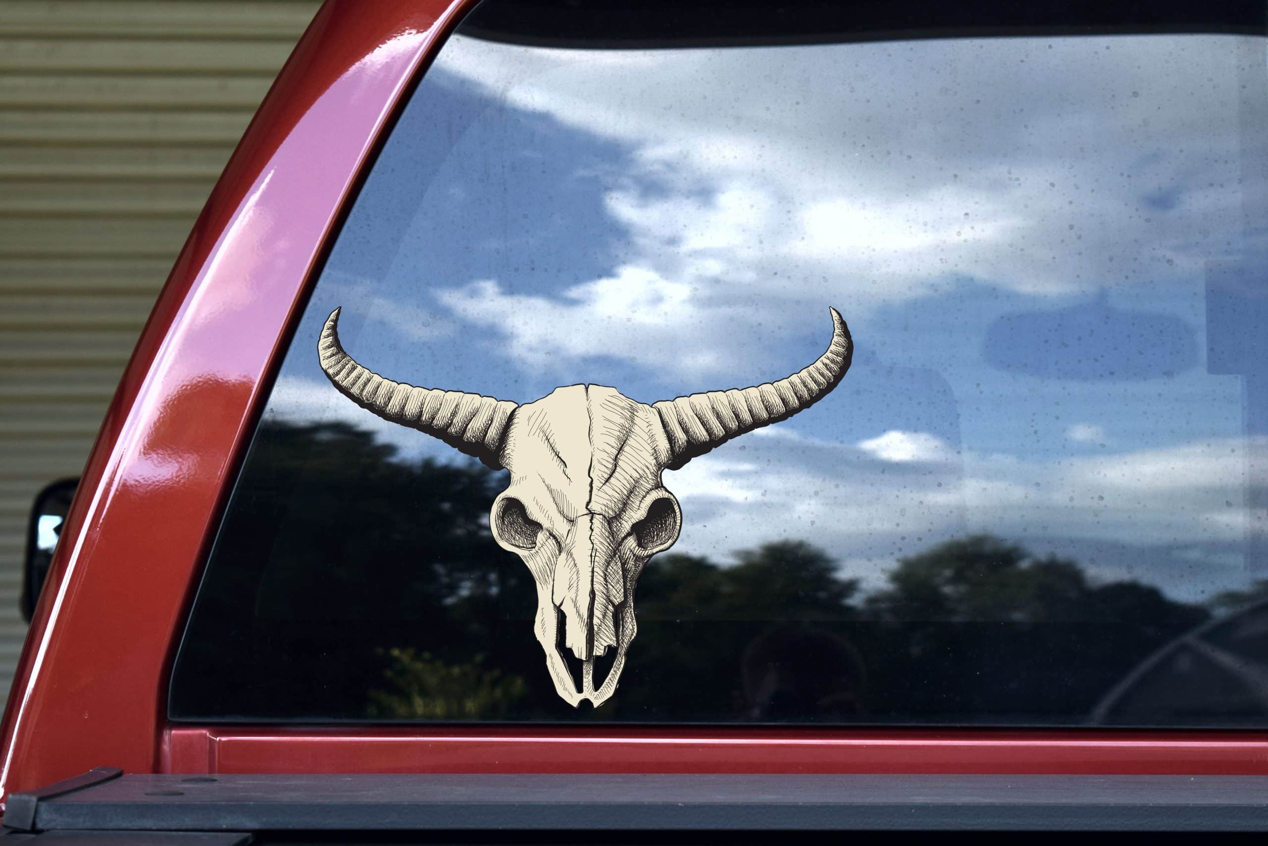 12in x 9in Buffalo Skull Bumper Sticker Car Vinyl Truck Window Stickers - Image 5