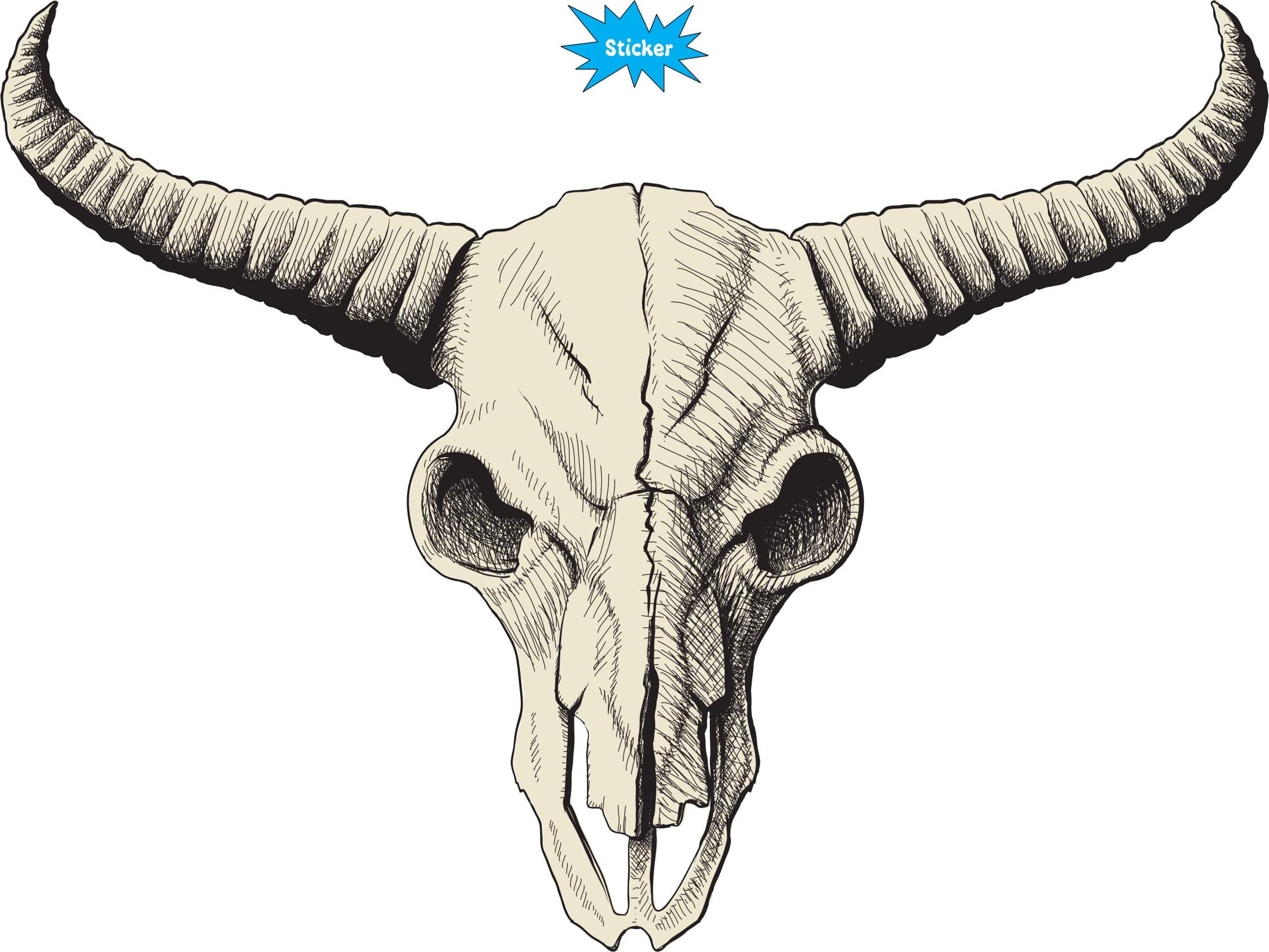 12in x 9in Buffalo Skull Bumper Sticker Car Vinyl Truck Window Stickers - Image 2