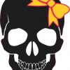 black with yellow bow skull bumper sticker