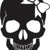 3.5in X 5in Black Skull with White Bow Bumper Sticker Vinyl Truck Window