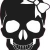 black skull with white bow bumper sticker