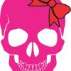 Pink with Red Bow Skull Bumper Sticker