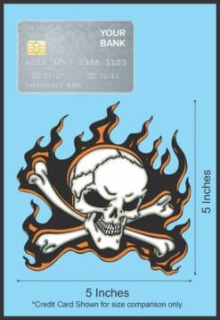 5in x 5in Orange Flame Skull Bumper Sticker Car Vinyl Truck Window Decal
