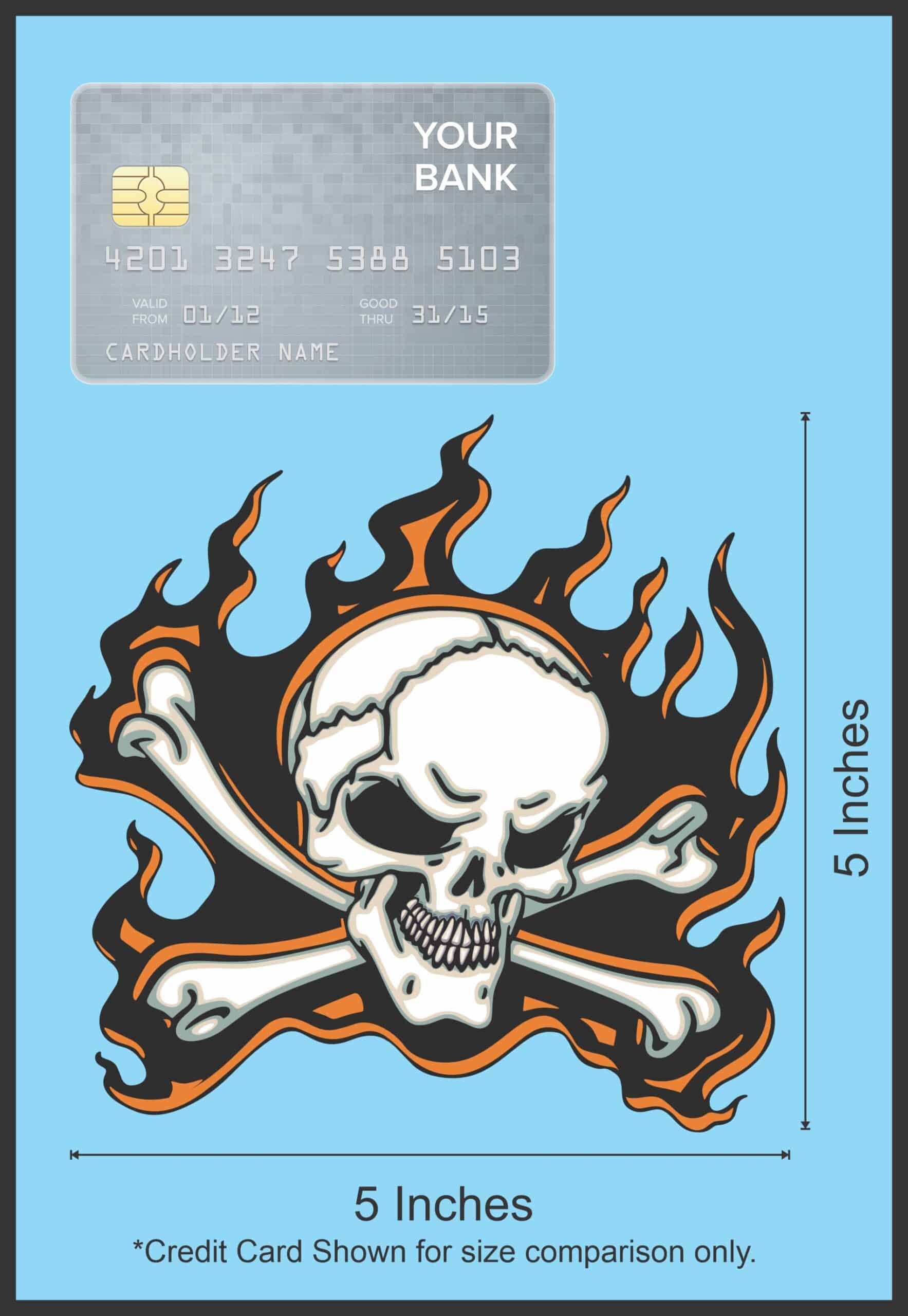 5in x 5in Orange Flame Skull Bumper Sticker Car Vinyl Truck Window Decal