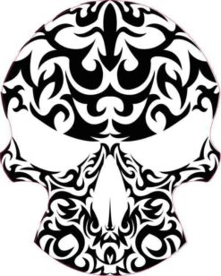 black and white skull bumper sticker