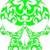 green and white tribal skull bumper sticker