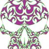 purple and green skull bumper sticker