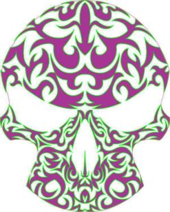 purple and green skull bumper sticker