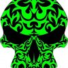 green tribal skull bumper sticker