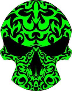green tribal skull bumper sticker