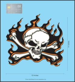 12in x 11in Orange Flame Skull Bumper Sticker Car Vinyl Truck Window Decal