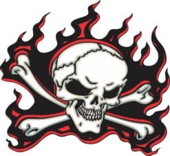 12in x 11in Red Flame Skull Bumper Sticker Car Vinyl Truck Window Decal