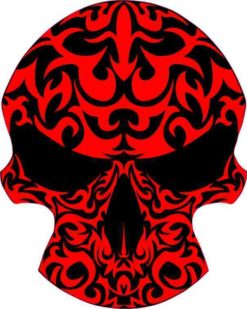 red tribal skull bumper sticker