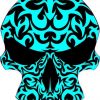 cyan tribal skull bumper sticker