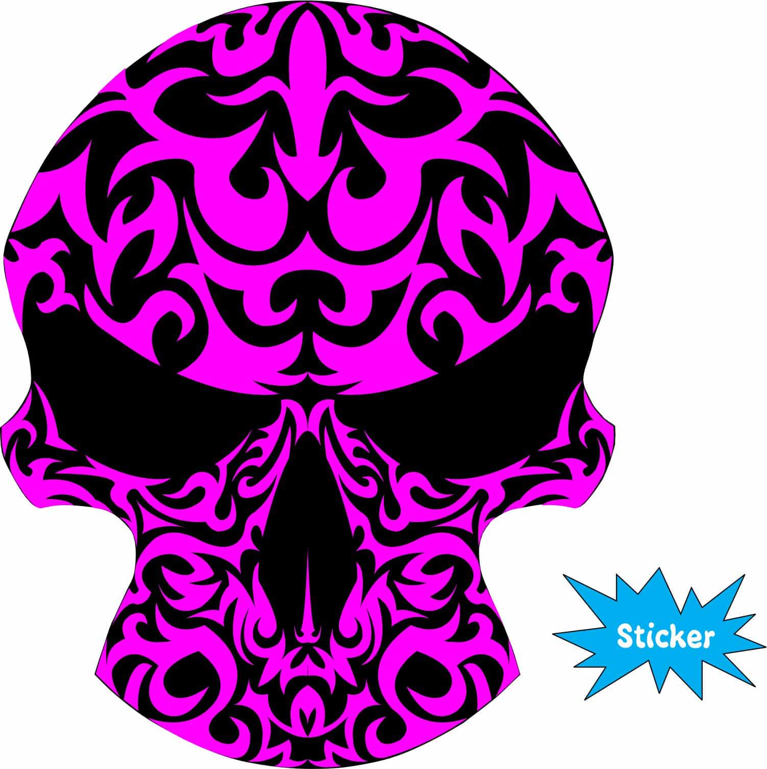 4in X 5in Purple Tribal Skull Bumper Sticker Vinyl Truck Window Stickers - Image 2