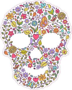 floral skull bumper sticker