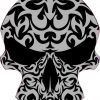 Black and Gray Tribal Skull Bumper Sticker