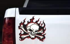 12in x 11in Red Flame Skull Bumper Sticker Car Vinyl Truck Window Decal