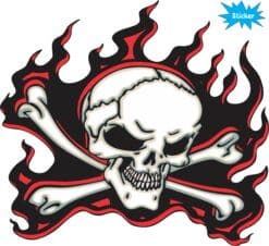 12in x 11in Red Flame Skull Bumper Sticker Car Vinyl Truck Window Decal