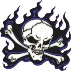 5in x 5in Blue Flame Skull Bumper Sticker Car Vinyl Truck Window