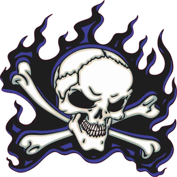 5in x 5in Blue Flame Skull Bumper Sticker Car Vinyl Truck Window