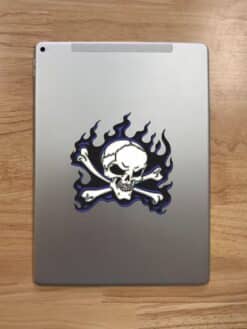 5in x 5in Blue Flame Skull Bumper Sticker Car Vinyl Truck Window