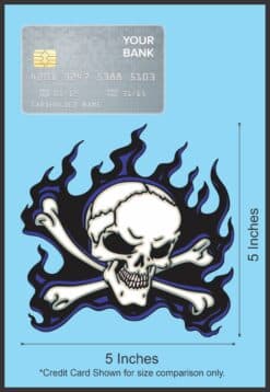 5in x 5in Blue Flame Skull Bumper Sticker Car Vinyl Truck Window