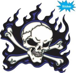 5in x 5in Blue Flame Skull Bumper Sticker Car Vinyl Truck Window