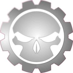 gray gear skull bumper sticker