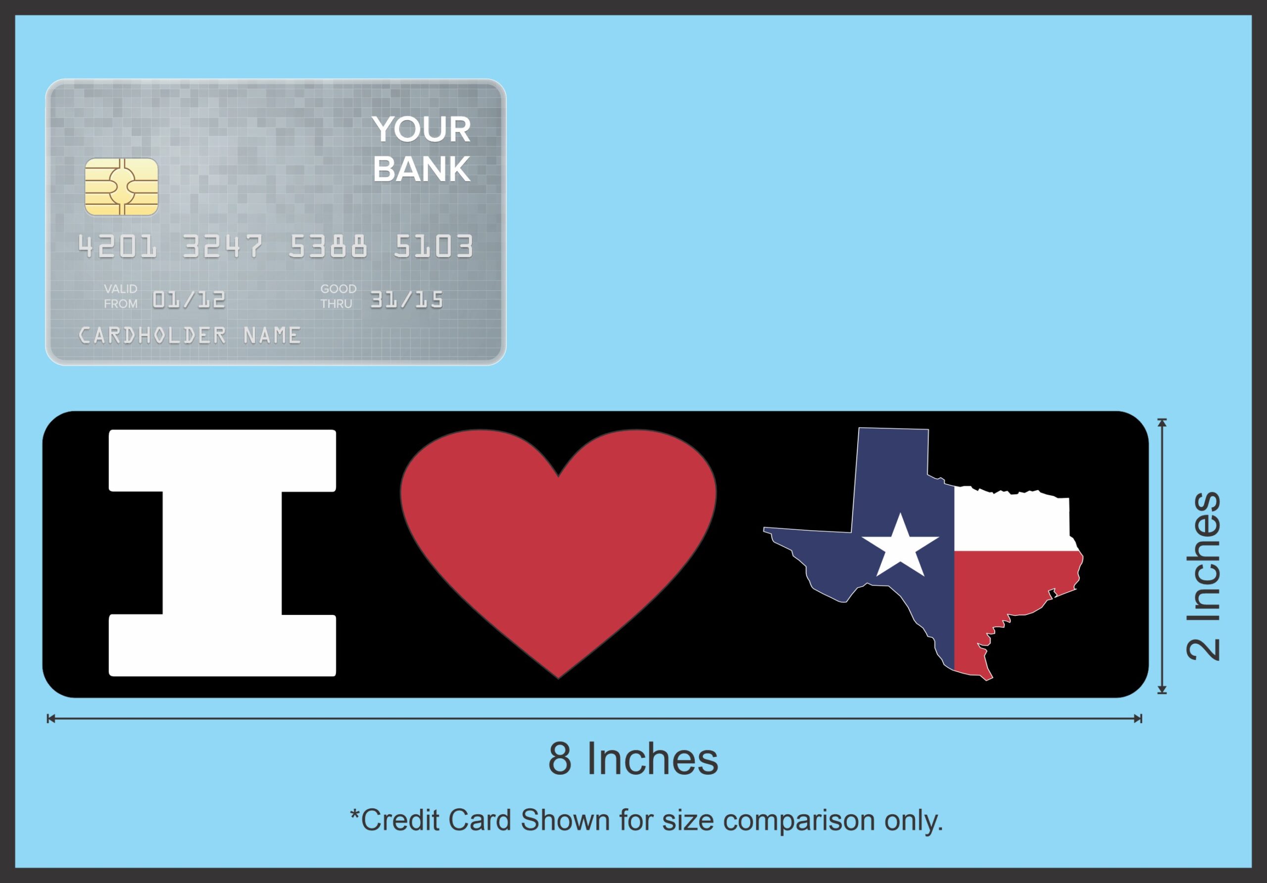 8in x 2in I Love Texas Magnet Car Door Magnetic Magnets State Flag