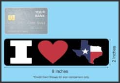 8in x 2in I Love Texas Bumper Sticker Car Vinyl Window State Flag Decal
