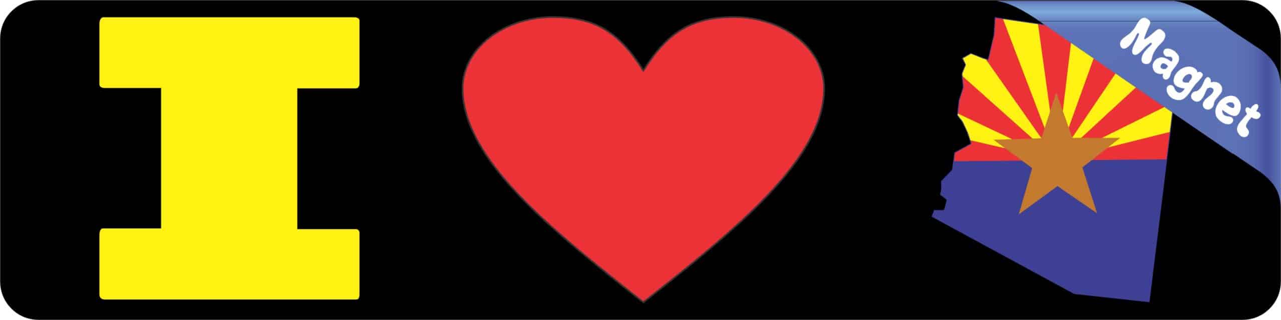 8in x 2in I Love Arizona Magnet Car Door Magnetic Magnets State Flag