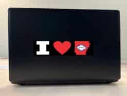 8in x 2in I Love Arkansas Bumper Sticker Car Vinyl Window State Flag Decal