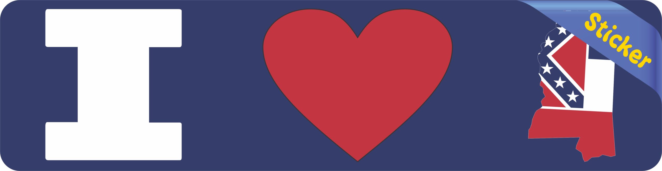 8in x 2in I Love Mississippi Bumper Sticker Vinyl Window State Flag Decal