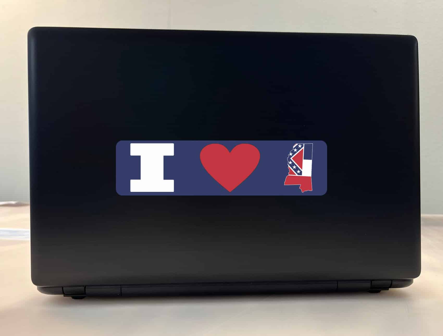 8in x 2in I Love Mississippi Bumper Sticker Vinyl Window State Flag Decal