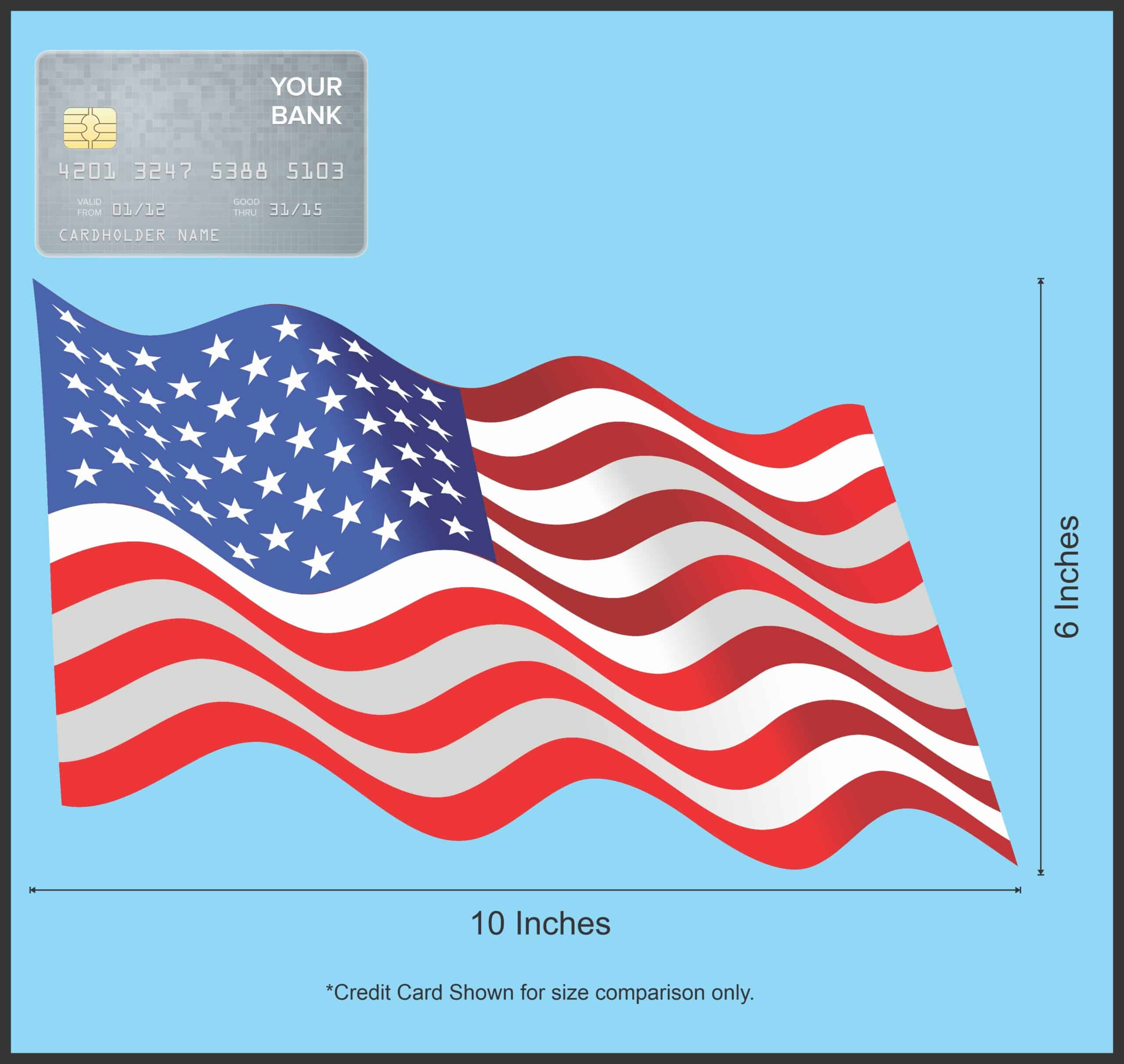 10in x 6in Waving American Flag Sticker Decal Stickers Window Vinyl Decals