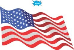 10in x 6in Waving American Flag Sticker Decal Stickers Window Vinyl Decals