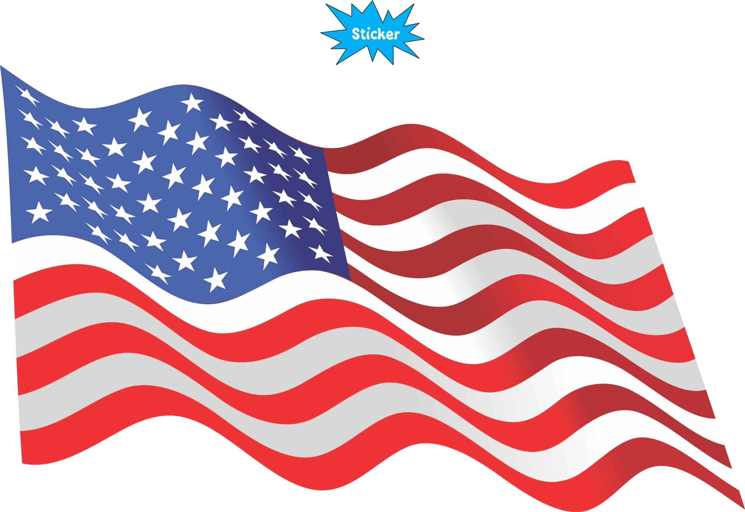 10in x 6in Waving American Flag Sticker Decal Stickers Window Vinyl Decals