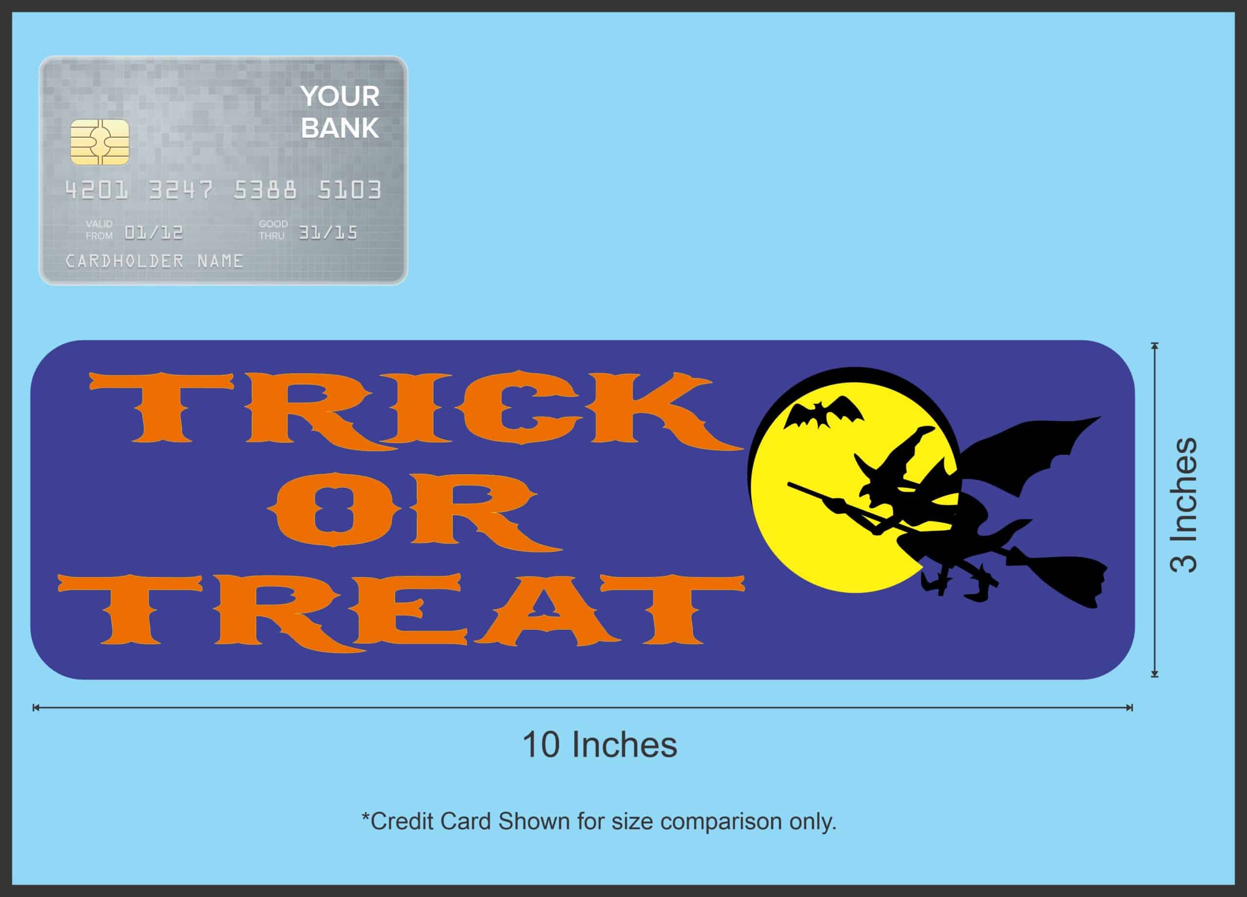 10in x 3in Trick or Treat Bumper Sticker Vinyl Truck Window Holiday Decal