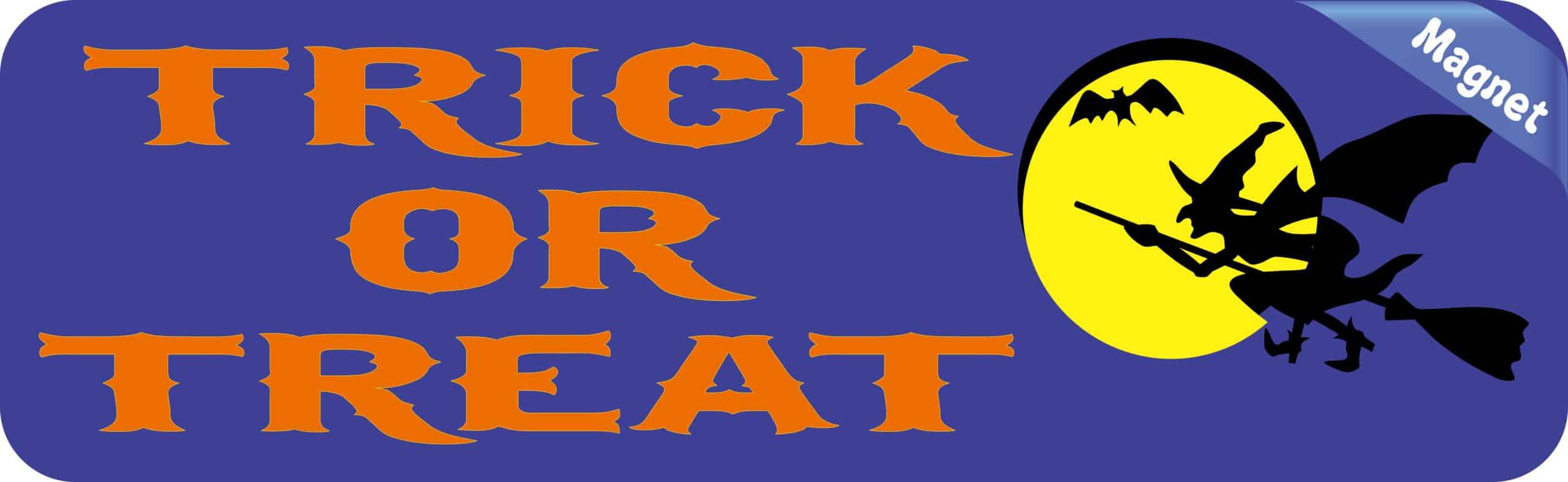 10in x 3in Trick or Treat Magnet Car Magnetic Truck Window Halloween Sign
