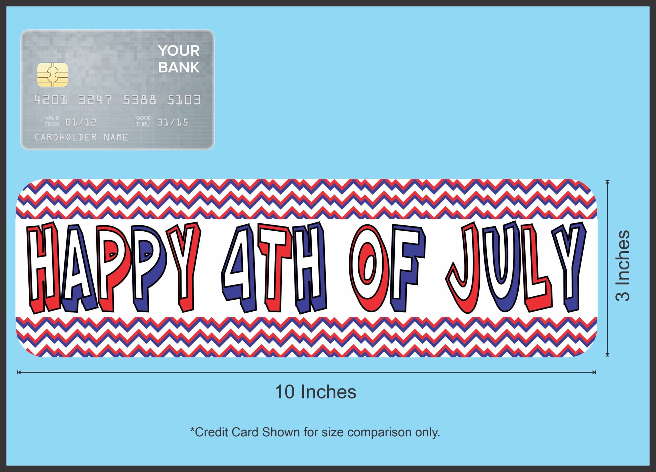 10in x 3in Chevron Happy 4th of July Bumper Sticker Vinyl Truck Car Decal