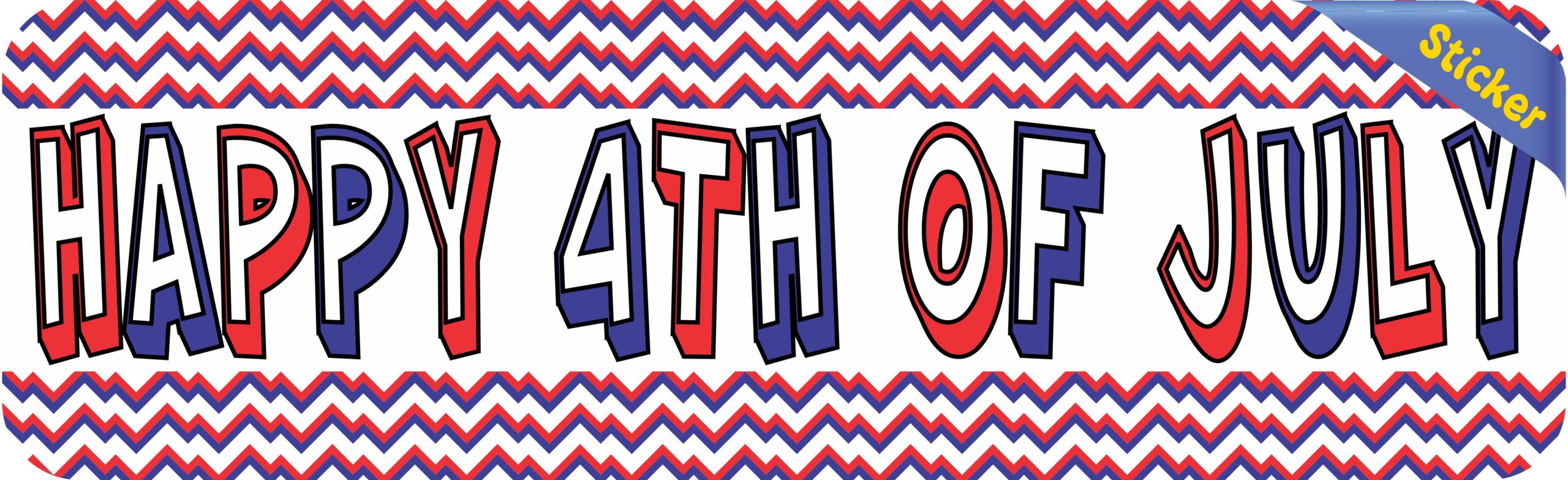 10in x 3in Chevron Happy 4th of July Bumper Sticker Vinyl Truck Car Decal