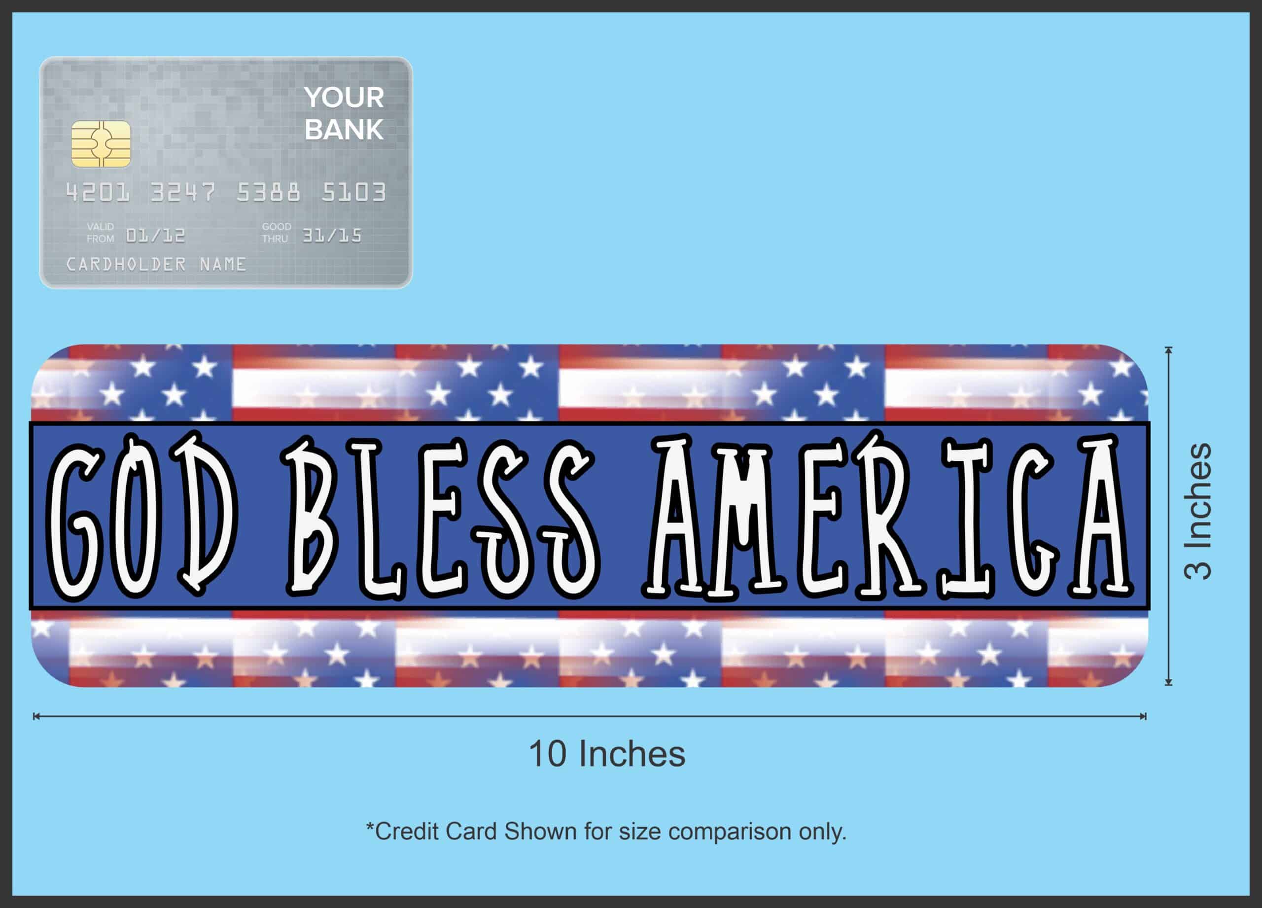 10in x 3in God Bless America Bumper Sticker Vinyl Truck Window C