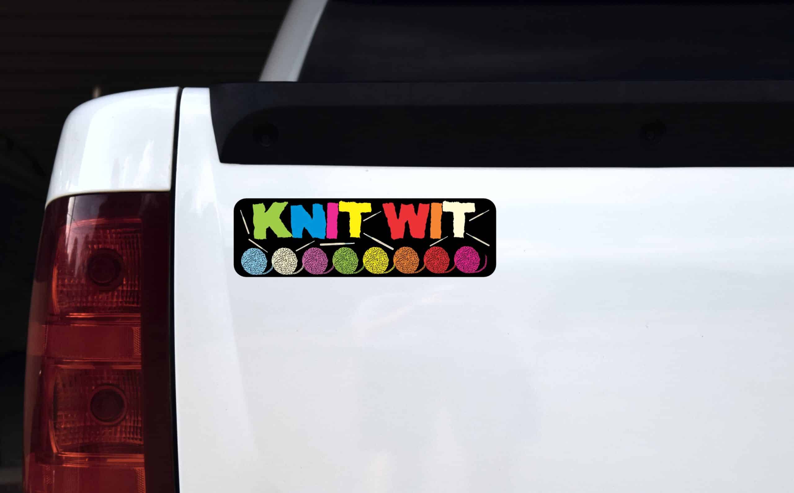 10in x 3in Knit Wit Bumper Sticker Vinyl Truck Window Decal Car Stickers