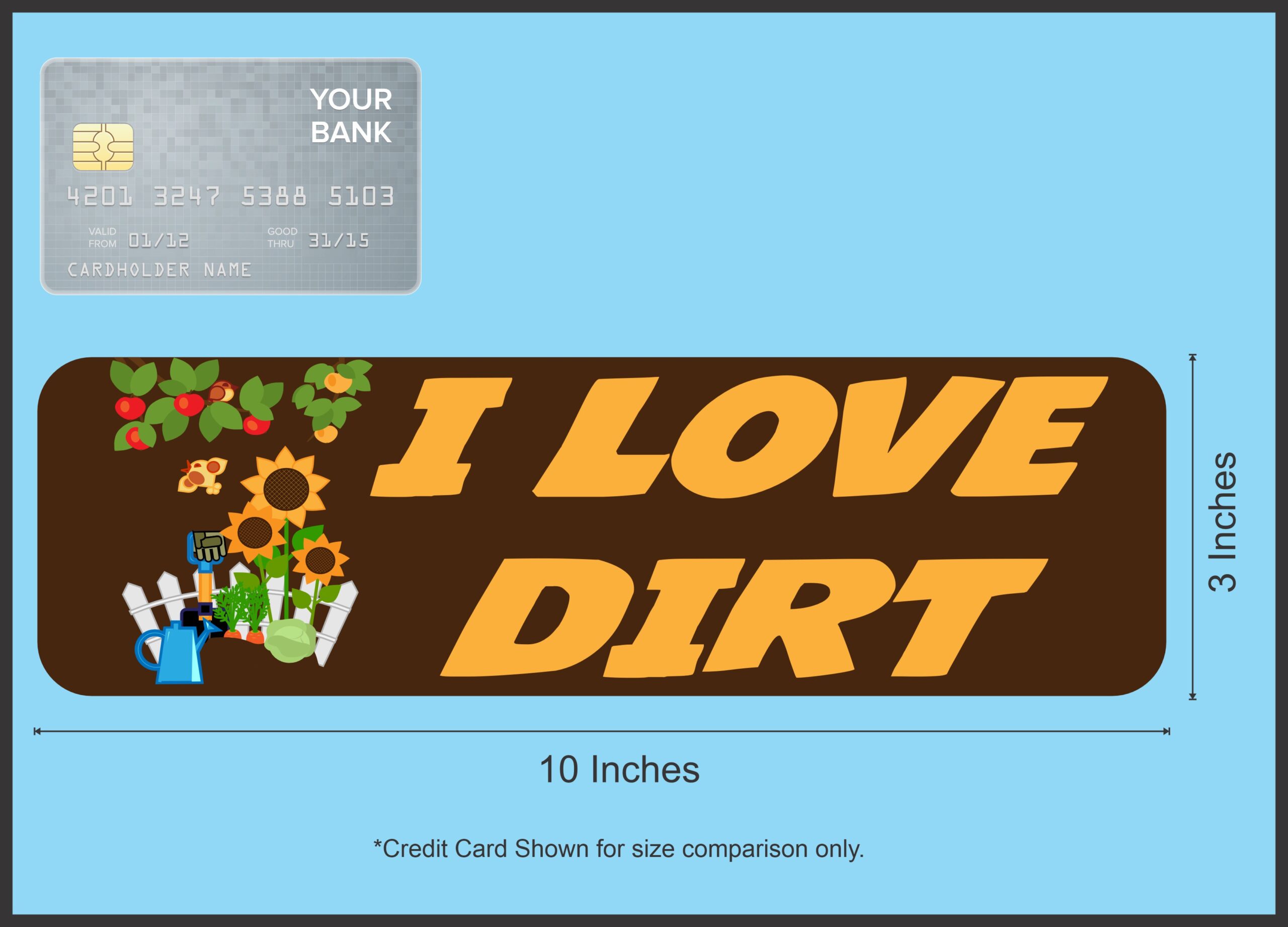 10in x 3in I Love Dirt Magnet Car Door Magnetic Truck Sign Magnets Signs