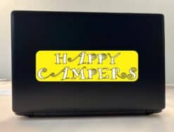 10in x 3in Happy Campers Bumper Sticker Vinyl Truck Window Decal Stickers