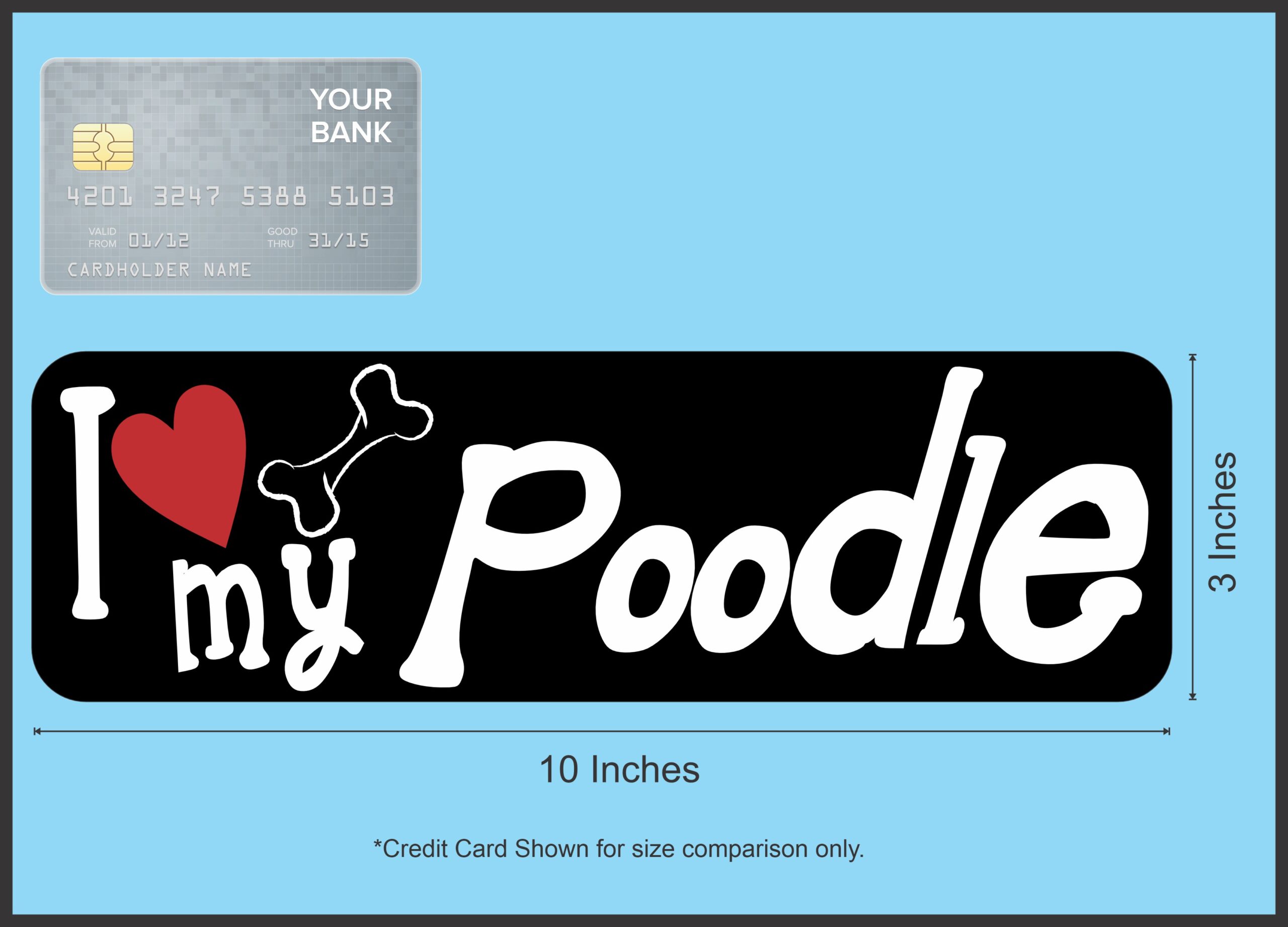 10in x 3in I Love My Poodle Magnet Car Door Magnetic Truck Dog Magnets